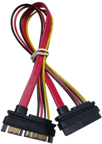 Alfais Al-4617 Sata Power Uzatma Kablosu 15+7 Pin (Erkek - Dişi), Siyah ürün görseli 1