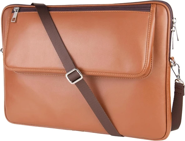 2K S.Deri Çantası,Tablet Çantası,14'' Inç,Vegan,Omuz Valiz Askılı,Aksesuar Evrak Cepli,25.5 * 36 * 2 Cm.,Taba ürün görseli 1