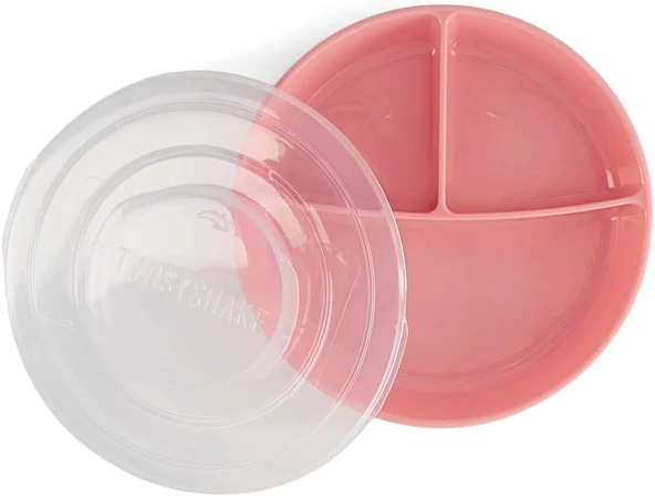 Twistshake Kapaklı Bölmeli Bebek Çocuk Tabağı Pembe 6+ Ay ürün görseli 1