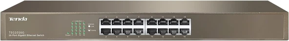 Tenda Teg1016G | 16 Bağlantı Noktalı Gigabit Ethernet Anahtarı | Masaüstü Ağ | Sağlam Metal | Fansız | Tak Çalıştır | Trafik Optimizasyonu | Yönetilmeyen | Sınırlı Ömür Boyu Koruma ürün görseli 1
