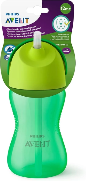 Pipetli Bardak, 12 Ay+, 300 Ml, Desenli, Damlatmaz, Kolay Tutuş, Bulaşık Makinesinde Yıkanabilir, Bpa İçermez, Yeşil, Scf798/01 ürün görseli 1