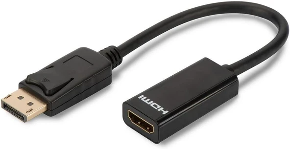 Digitus Assmann Ak-340400-001-S Displayport Adaptör Kablosu, Dp - A Tip M/F, 0,15M, Kilitli, Dp 1.1A Uyumlu, Ce, Siyah ürün görseli 1