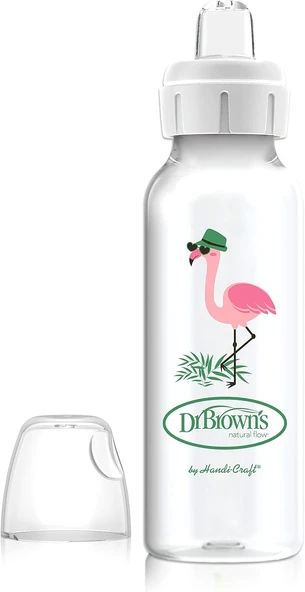 Dr. Brown'S 8 Oz/250 Ml Pp Dar Ağız + Sippy Biberon Bardak, Flamingo, Tekli Paket ürün görseli 1