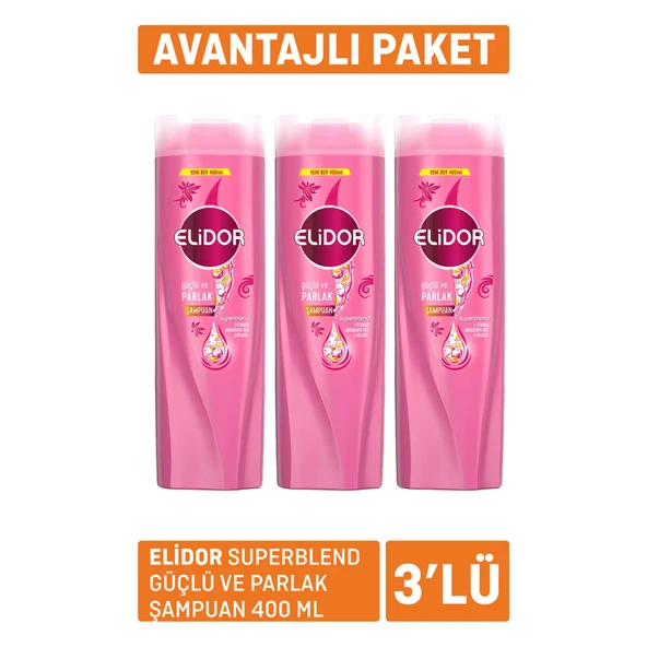 Elidor Superblend Güçlü ve Parlak Şampuan 3 x 400Ml (3'li Paket) ürün görseli 1