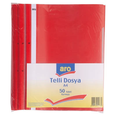 aro Telli Dosya 50'li Kırmızı - Ekonomik ve Dayanıklı Arşivleme Çözümü 6'li Avantaj Paketi ürün görseli 1