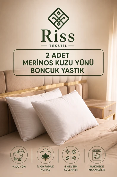 Riss Tekstil 2 Adet %100 Merinos Kuzu Yünü Dolgulu Boncuk Yastık ( 50x70cm ) ürün görseli 1