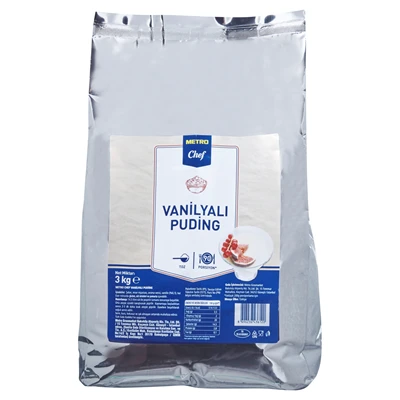 METRO Chef Puding 3 Kg Vanilya - Pratik Toz Karışım, 90 Porsiyon 2'li Ekonomik Paket ürün görseli 1