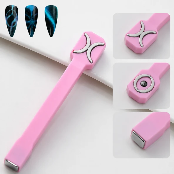 3’ü 1 Arada Diresel Efektli Pembe Kedi Gözü Kalıcı Oje Mıknatısı Cat Eye Magnet WDCAT03 ürün görseli 1