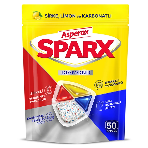 Asperox Sparx Diamond Bulaşık Makinesi Kapsülü 50'li 585 G (2'li Paket) ürün görseli 1
