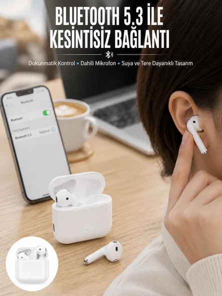 2.Nesil Yeni Model TWS Bluetooth Kulaklık Dokunmatik Kontrol Yüksek Ses Kaliteli Yeni Nesil ürün görseli 1
