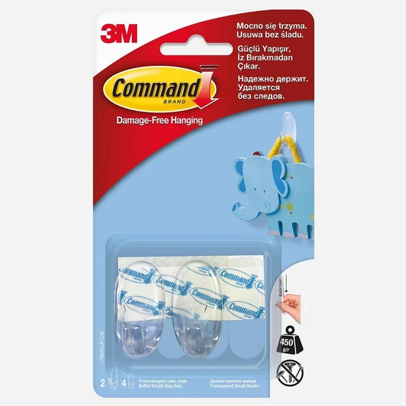 Command Küçük Boy Şeffaf Askı (6'li Paket) ürün görseli 1
