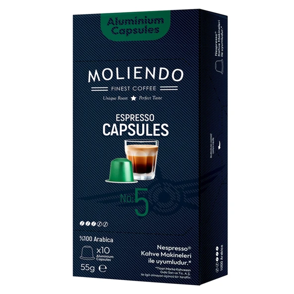 Moliendo No:5 Nespresso Uyumlu Kapsül Kahve 10'lu 55 G (6'li Paket) ürün görseli 1