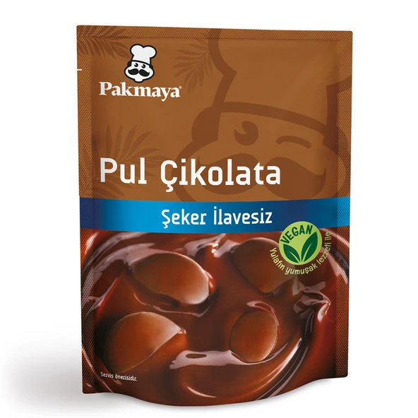 Pakmaya Şeker İlavesiz Vegan Pul Çikolata 70 G (5'li Paket) ürün görseli 1