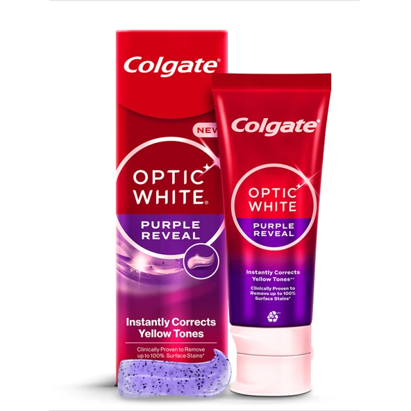 Colgate Optic White Purple Reveal Beyazlatıcı Diş Macunu 75 Ml (4'li Paket) ürün görseli 1