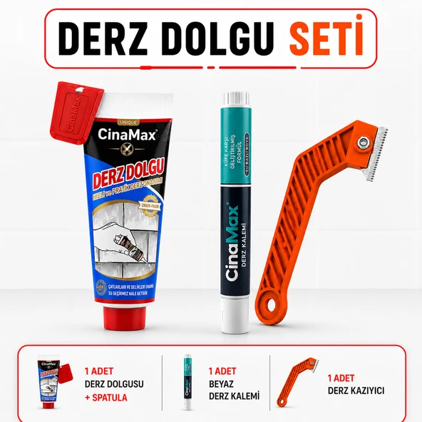400 Gr Derz Dolgusu+Spatula+Beyaz Derz Kalemi+Derz Kazıyıcı Seti Fayans Derz Dolgu Seti Tamir Seti ürün görseli 1