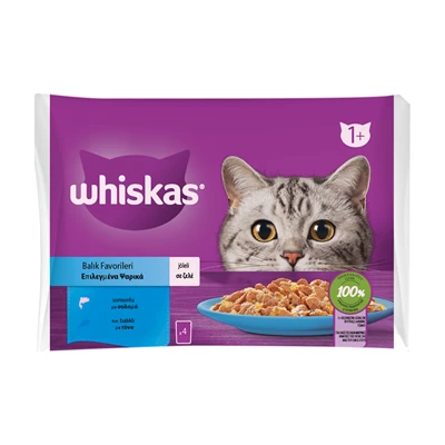Whiskas Yaş Mama Poşet 340 G Balık - Kediniz İçin Lezzetli ve Dengeli Beslenme 6'li Avantaj Paketi ürün görseli 1