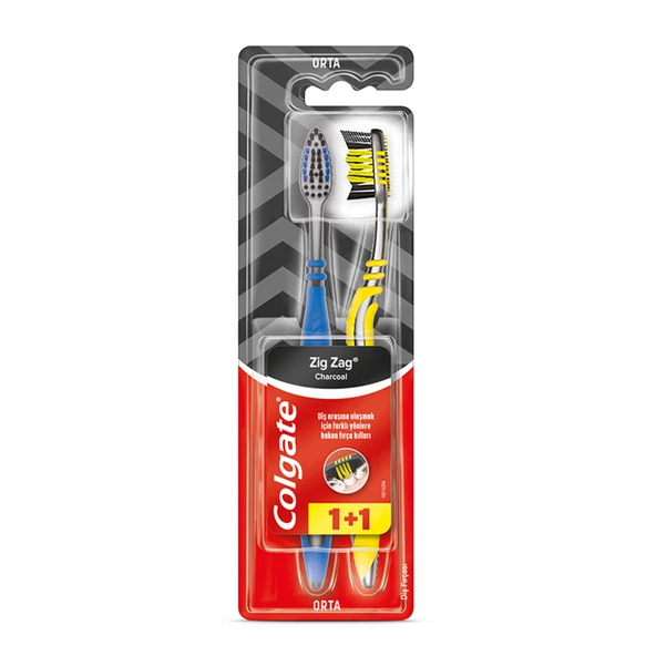 Colgate Zig Zag Charcoal Orta Diş Fırçası 1+1 (5'li Paket) ürün görseli 1