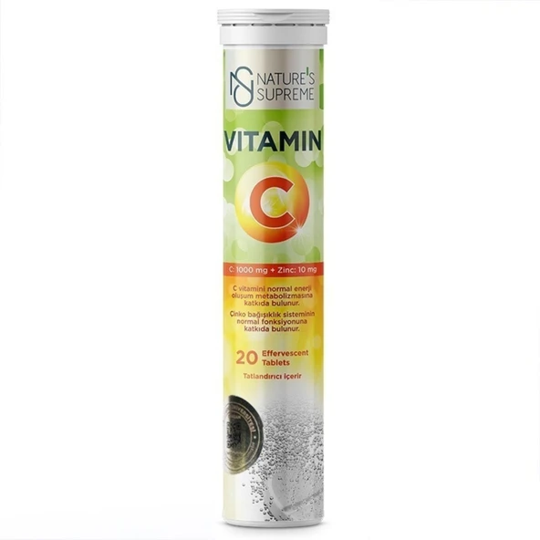 Nature's Supreme Vitamin C + Zinc 20 Efervesan Tablet (3'li Paket) ürün görseli 1