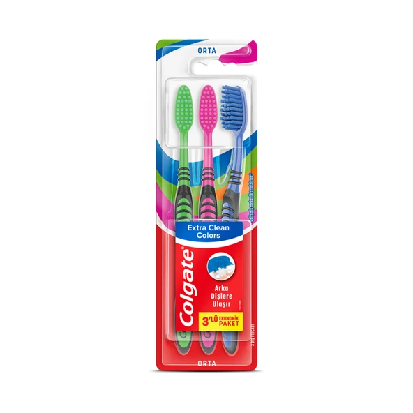Colgate Extra Clean Colors Diş Fırçası 2+1 (4'li Paket) ürün görseli 1
