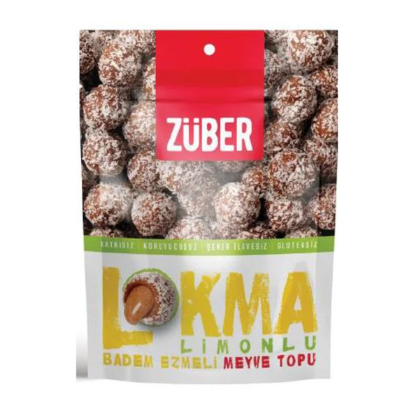 Züber Lokma Limonlu Badem Ezmeli Meyve Topu 96 G (5'li Paket) ürün görseli 1