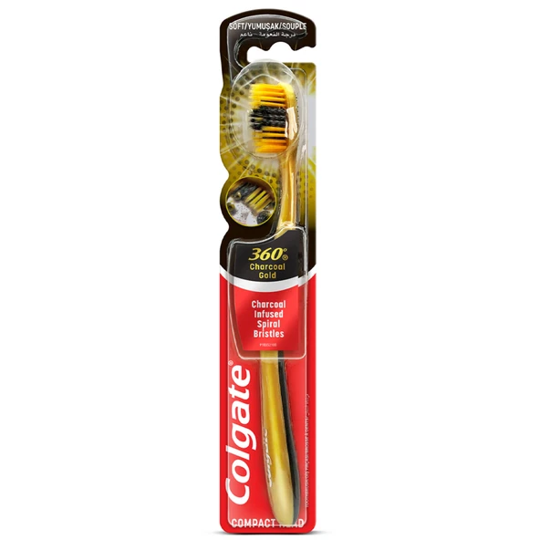 Colgate 360 Charcoal Gold Yumuşak Diş Fırçası  (3'li Paket) ürün görseli 1