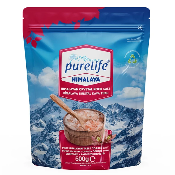 Purelife Himalaya Tuzu Pembe Granül Sofrada Öğütme 500 G (4'li Paket) ürün görseli 1