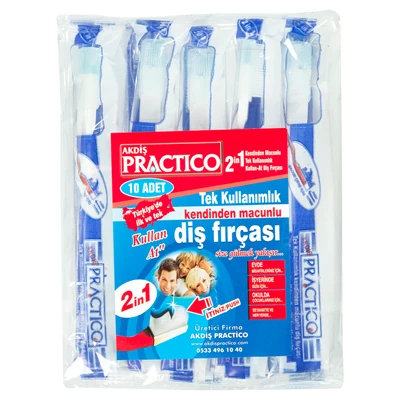 AKDIS PRACTICO Tek Kullanımlık Jelatin Diş Fırçası 10 Paket 8'li Avantaj Paketi ürün görseli 1