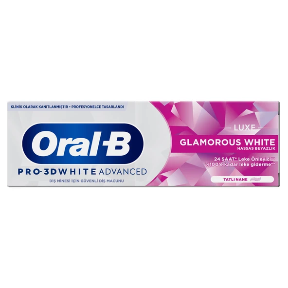 Oral-B Pro 3D White Advanced Luxe Glamorous White Diş Macunu 75 Ml (6'li Paket) ürün görseli 1
