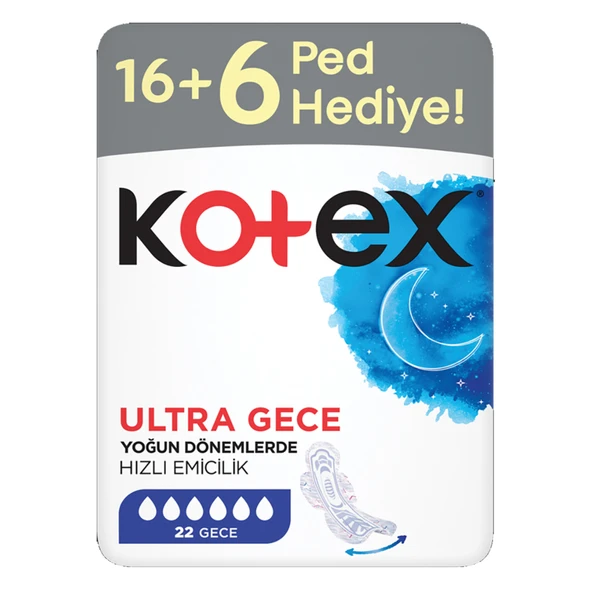 Kotex Ultra Dev Eko Gece Ped 16+6 (4'li Paket) ürün görseli 1