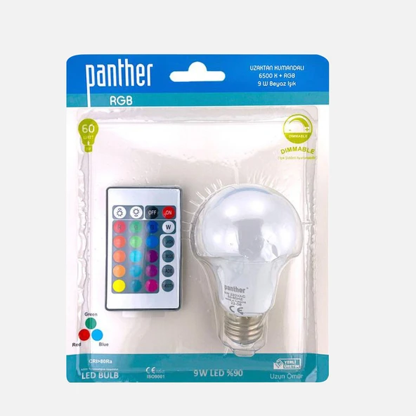 Panther 9 W Renkli E27 LED Ampul (4'li Paket) ürün görseli 1