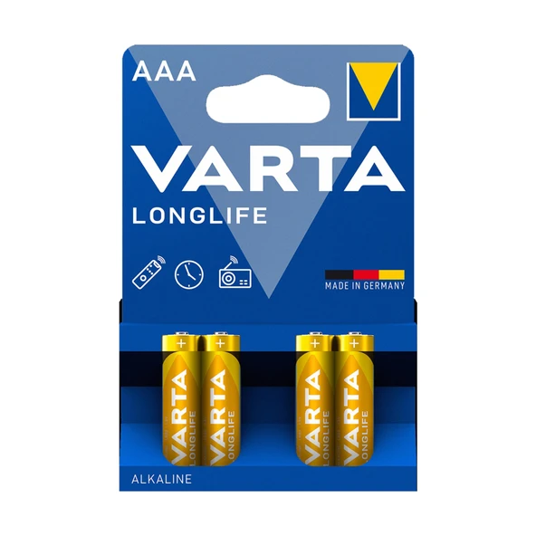 Varta Longlife AAA İnce Kalem Pil 4'lü Paket (Alkalin) (4'li Paket) ürün görseli 1