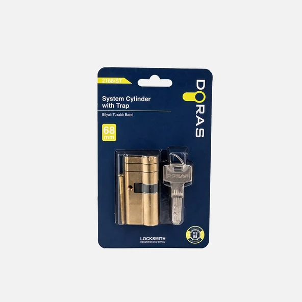 Doras Pirinç Bilyalı Barel 68mm Sarı-Çift Tuzaklı (3'li Paket) ürün görseli 1