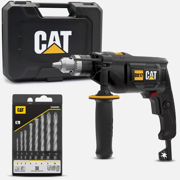 CAT DX17.1 750Watt 13mm Profesyonel Darbeli Matkap + 8 Parça Aksesuar ürün görseli 1