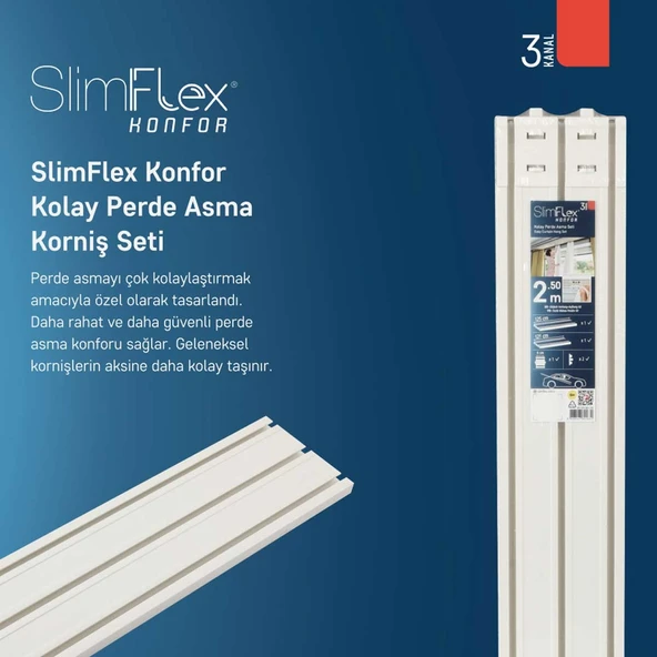 Slimflex Innova Sx 3'lü Pvc Korniş (2'li Paket) ürün görseli 1