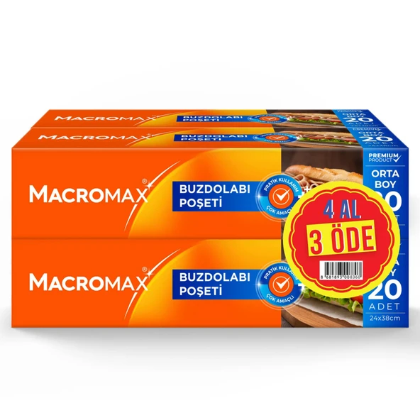 Macromax Buzdolabı Poşetı (3+1) Orta Boy 80'li (6'li Paket) ürün görseli 1