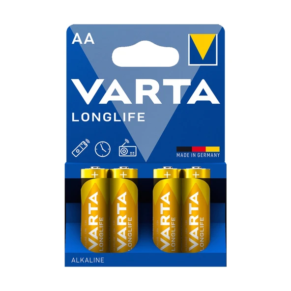 Varta Longlife AA Kalem Pil 4'lü Paket (Alkalin) (5'li Paket) ürün görseli 1