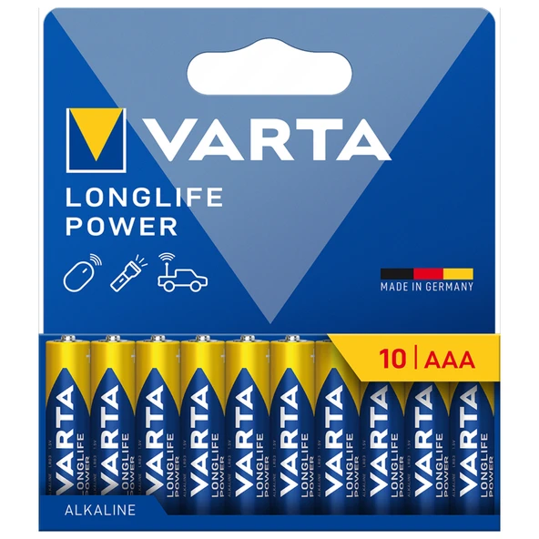 Varta Longlife Power AAA İnce Kalem Pil 10'lu Paket (Alkalin) (3'li Paket) ürün görseli 1