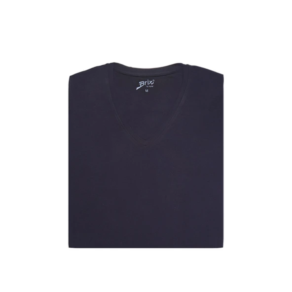 Brix Erkek Elastan V Yaka Tshirt Siyah M  (3'li Paket) ürün görseli 1