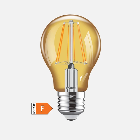 Ecolite Led Filament Gold A60 4,5W E27 1800K Led Ampul (5'li Paket) ürün görseli 1