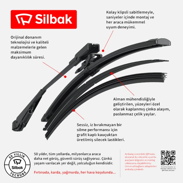 Silbak Oto Ön Cam Sileceği 600 mm (2'li Paket) ürün görseli 1