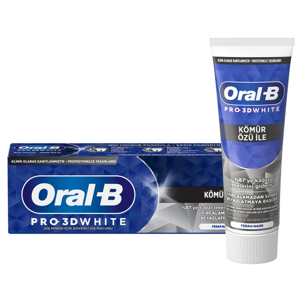 Oral-B Pro 3D White Kömür Özlü Diş Macunu 75 Ml (4'li Paket) ürün görseli 1