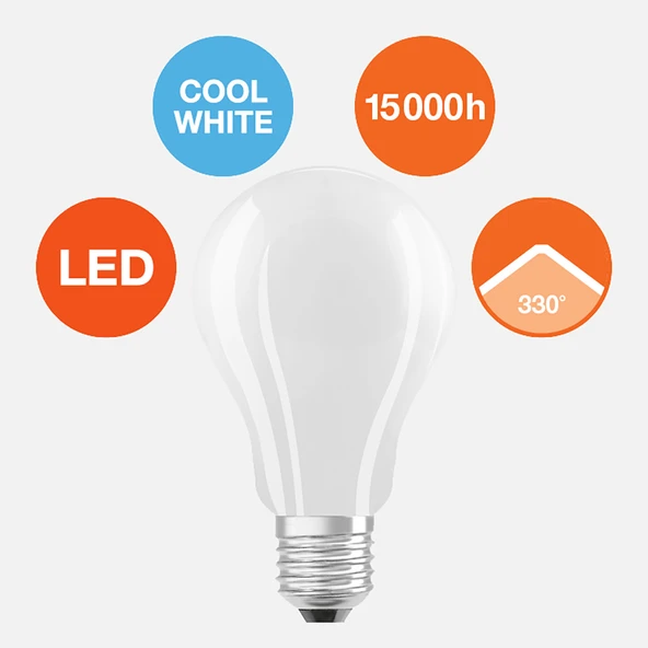 Osram Led Cla 150 GI FR 17 W Beyaz E27 LED Ampul (2'li Paket) ürün görseli 1