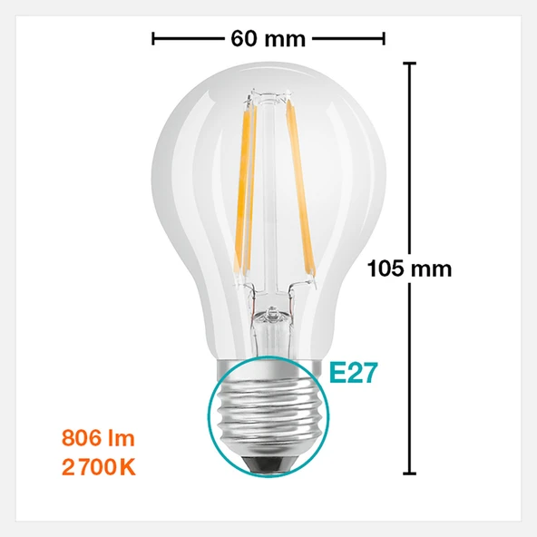 Osram 7 W Sarı Klasik E27 Duy Led Ampul (6'li Paket) ürün görseli 1