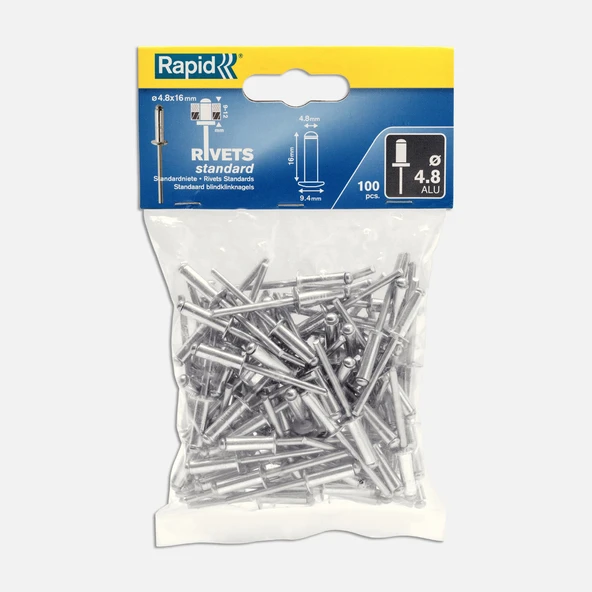 Rapid Perçin 4,8X16 mm Alu Poşet 100 Adet (3'li Paket) ürün görseli 1
