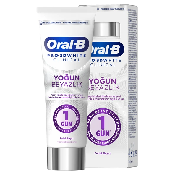 Oral-B 3D White Clinical Parlak Beyazlatıcı Diş Macunu 75 Ml (5'li Paket) ürün görseli 1