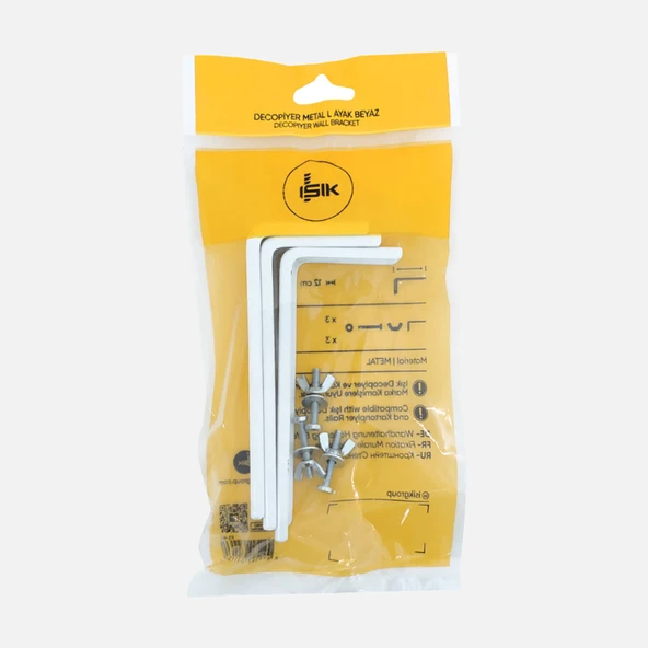 Işık Decopiyer Duvar Bağlantı 12cm L Ayak Beyaz (4'li Paket) ürün görseli 1