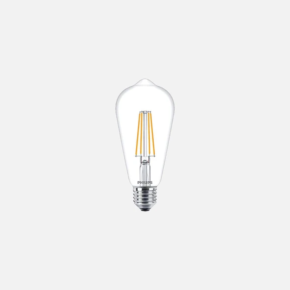 Philips Classic ST64 60 W Beyaz Klasik E27 Duy Led Ampul (6'li Paket) ürün görseli 1