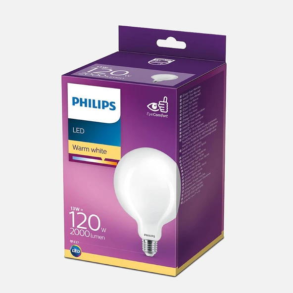 Philips Led Classic G120 WW FR 13 W Beyaz E27 LED Ampul (5'li Paket) ürün görseli 1