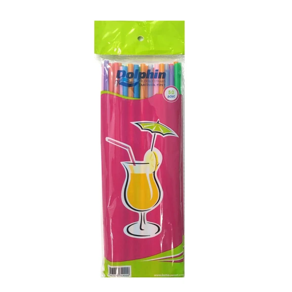 Dolphin Artistik Pipet Uzun Koruklu 50'li (6'li Paket) ürün görseli 1