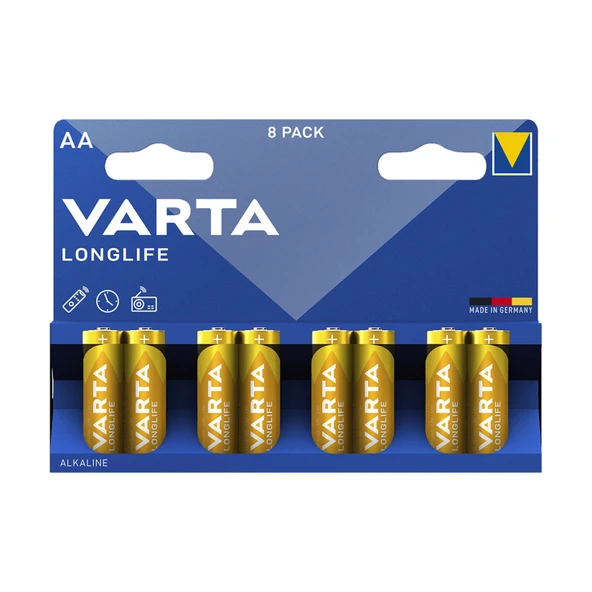 Varta Longlife AA Kalem Alkalin Pil Paket 8'li (5'li Paket) ürün görseli 1